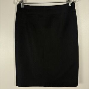 J. Crew Women's 6 Black 100% Wool Side Zipper Lined Office Straight Pencil Skirt